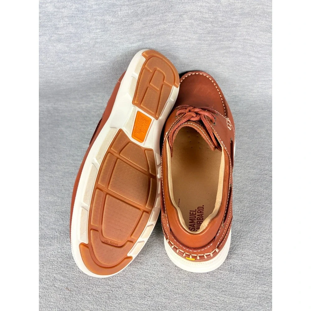 Samuel Hubbard New Endeavor Boat Shoes Mens 11.5 Brown Saddlebag Leather Casual - Picture 7 of 14